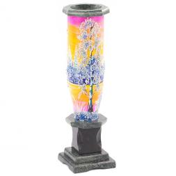 Ваза из камня &amp;quot;Зимний пейзаж&amp;quot; рисунок из каменной крошки 8х8х25 см