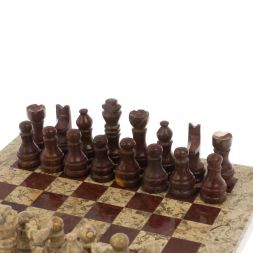 Шахматы "Сувенирные" из камня оникс, ракушечник 20х20 см