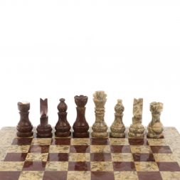 Шахматы "Сувенирные" из камня оникс, ракушечник 20х20 см