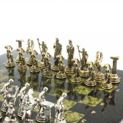 Шахматы &amp;quot;Олимпийские игры&amp;quot; доска 28х28 см из камня змеевик