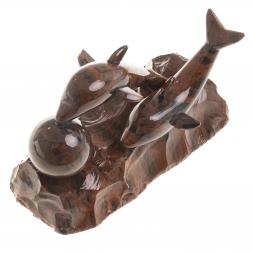 Сувенир фигурка &amp;quot;Пара дельфинов&amp;quot; камень обсидиан