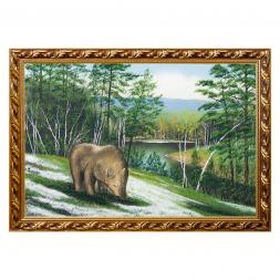 Картина &amp;quot;Медведь&amp;quot; багет 46х66 см, каменная крошка