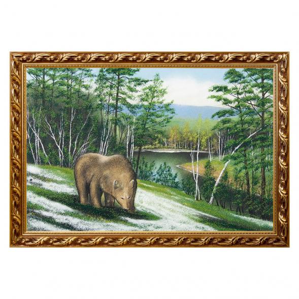 Картина &amp;quot;Медведь&amp;quot; багет 46х66 см, каменная крошка 111411