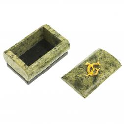 Шкатулка овальная из змеевика &amp;quot;Ящерица&amp;quot; 9х6,5х6 см