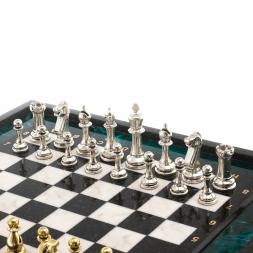 Шахматы из камня &amp;quot;Стаунтон&amp;quot; доска 47х47 см фигуры металлические