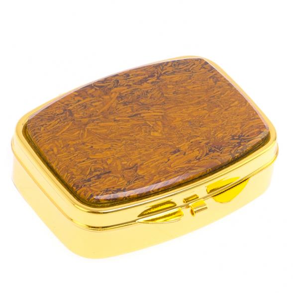 Таблетница на 2 отделения камень змеиная яшма цвет золото 125897