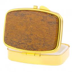 Таблетница на 2 отделения камень змеиная яшма цвет золото