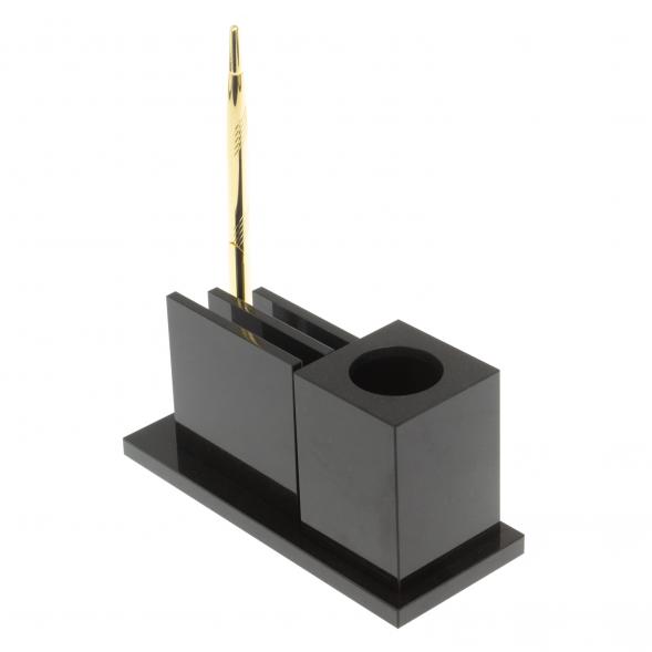 Настольная визитница с часами из малахита 18х7,5х9 см 126953