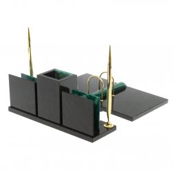 Настольный набор "Офисный" с гербом РФ камень змеевик