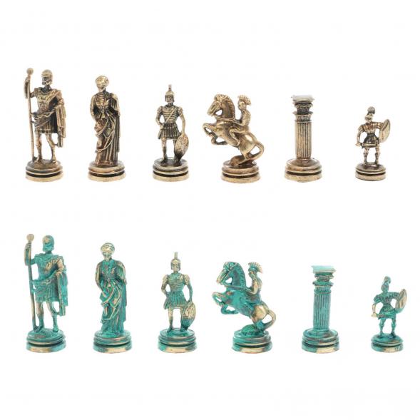 Шахматы &amp;quot;Римские воины&amp;quot; фигуры бронза / патина 28х28 см из мрамора и лемезита 128207