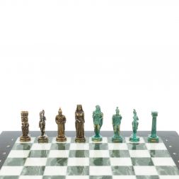 Шахматы &amp;quot;Александр Макендонский&amp;quot; фигуры бронза / патина мрамор змеевик 36х36 см