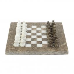 Шахматы "Сувенирные" белый мрамор, ракушечник доска 20х20 см