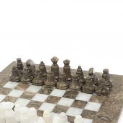 Шахматы "Сувенирные" белый мрамор, ракушечник доска 20х20 см