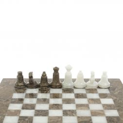 Шахматы "Сувенирные" белый мрамор, ракушечник доска 20х20 см