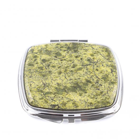 Зеркальце складное карманное из змеевика цвет серебро 121287