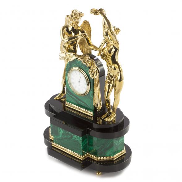 Декоративные часы из малахита и бронзы &amp;quot;Амур и Психея&amp;quot; 113054