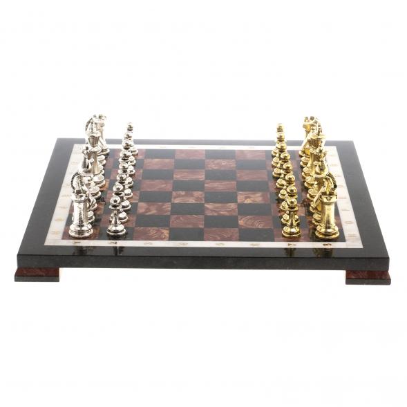 Шахматы из камня &amp;quot;Стаунтон&amp;quot; доска 40х40 см лемезит фигуры металл 124546