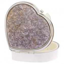 Таблетница "Сердце" на 3 отделения лепидолит цвет серебро