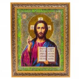 Икона Спаситель рамка багет 18х23 см, каменная крошка