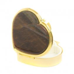Таблетница &amp;quot;Сердце&amp;quot; на 3 отделения тигровый глаз цвет золото