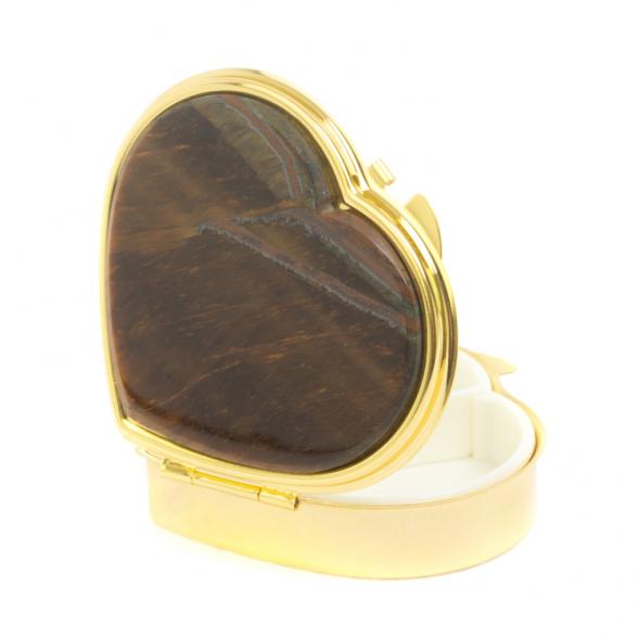 Таблетница &amp;quot;Сердце&amp;quot; на 3 отделения тигровый глаз цвет золото 127346