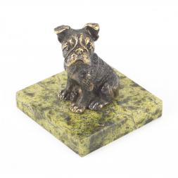 Статуэтка из бронзы и змеевика &amp;quot;Собачка средняя №2&amp;quot;