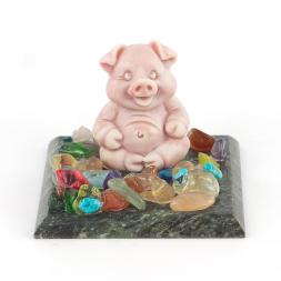 Сувенир из мрамолита "Поросенок сидит"