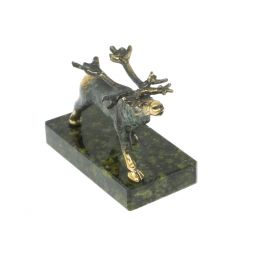 Статуэтка "Олень шагает" бронза змеевик