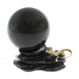 Композиция с шаром 6 см &amp;quot;Ящерица на скале&amp;quot; из змеевика