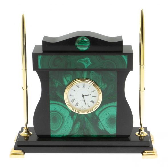 Настольные часы с ручками из малахита 129270