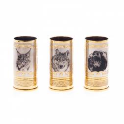 Набор стопок "Хищные звери" 3 шт в кожаном чехле Златоуст