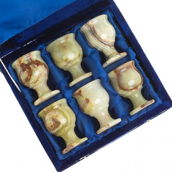 Набор рюмок &amp;quot;Тюльпан&amp;quot; 40 мл из оникса 6шт 5х7см в футляре (2х3) 121933