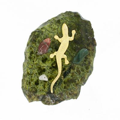 Магнит с ящерицей камень змеевик 113913