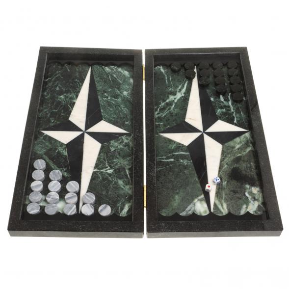 Каменные нарды &amp;quot;Звезда&amp;quot; камень змеевик мрамор 124056