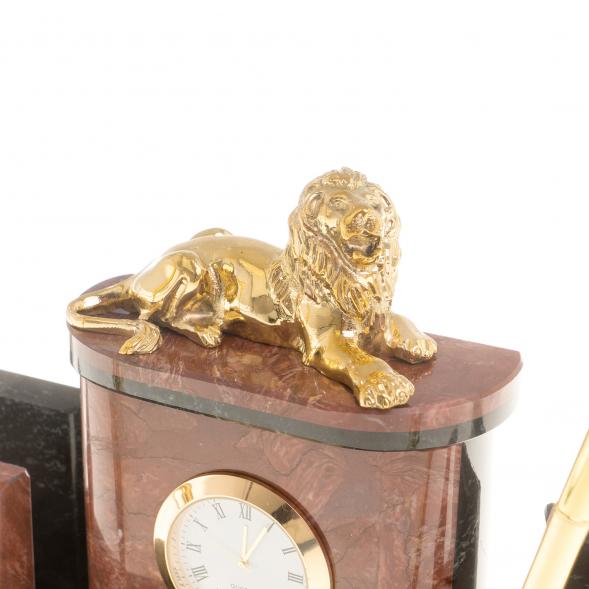 Письменный набор с визитницами &amp;quot;Лев&amp;quot; камень лемезит 124152