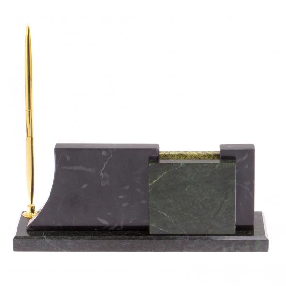 Визитница с часами &amp;quot;Силуэт&amp;quot; светло-зеленый змеевик 125517