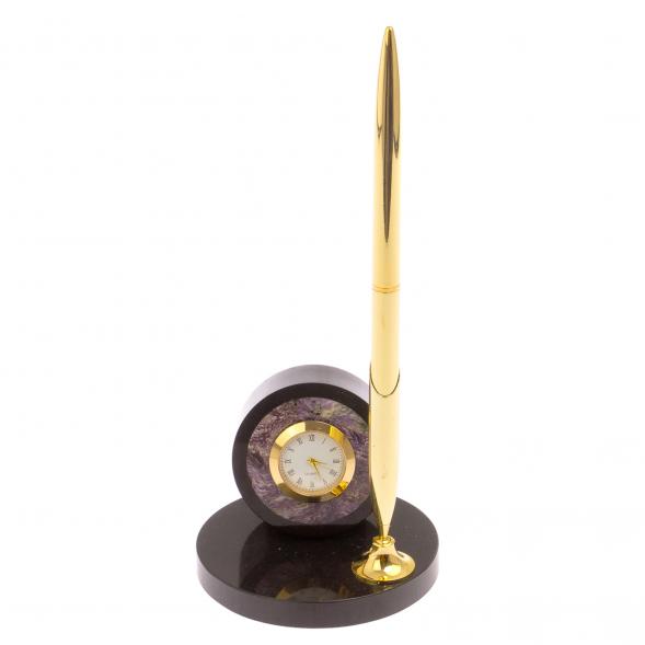Часы настольные с ручкой камень чароит 125666