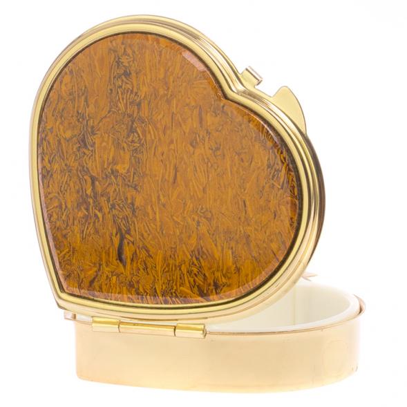 Таблетница &amp;quot;Сердце&amp;quot; на 3 отделения камень змеиная яшма цвет золото 125899