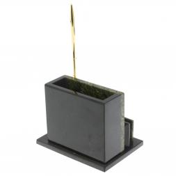 Карандашница с часами камень змеевик