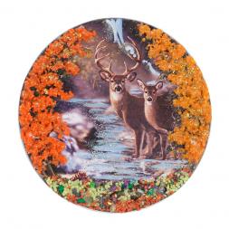 Магнит с рисунком &amp;quot;Олени у водопада&amp;quot; змеевик