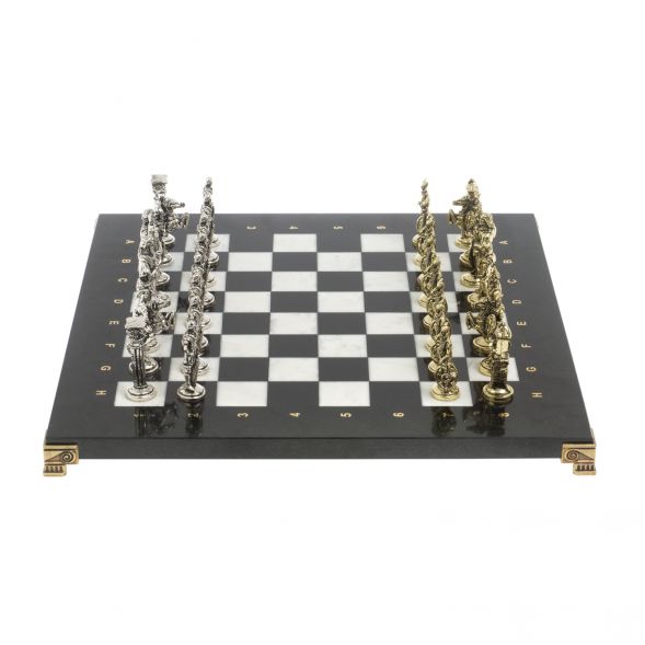 Шахматы &amp;quot;Галлы и Римляне&amp;quot; доска 36х36 см черно-белая мрамор змеевик 127268