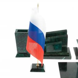 Письменный набор "Бюрократ" камень змеевик с гербом РФ