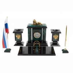 Настольный набор &amp;quot;Лев&amp;quot; из змеевика