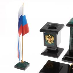 Настольный набор &amp;quot;Лев&amp;quot; из змеевика