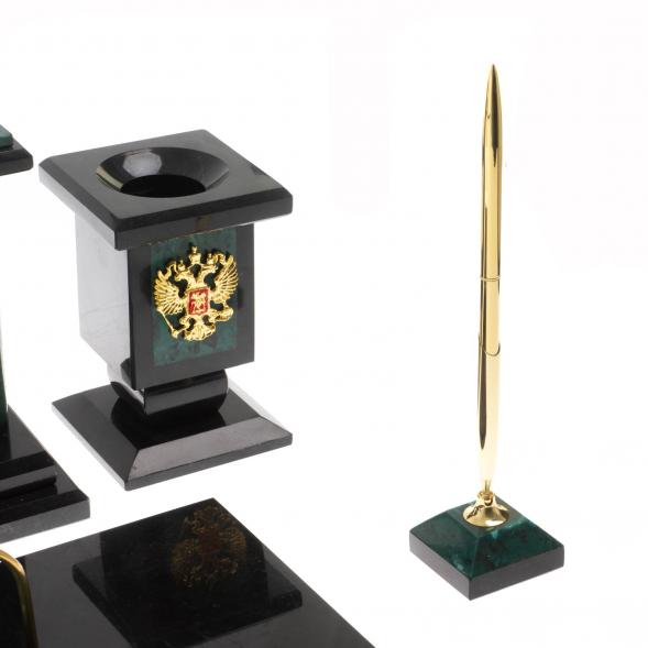 Настольный набор &amp;quot;Лев&amp;quot; из змеевика 129933