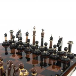 Шахматы из камня обсидиан "Классические" доска 40х40 см