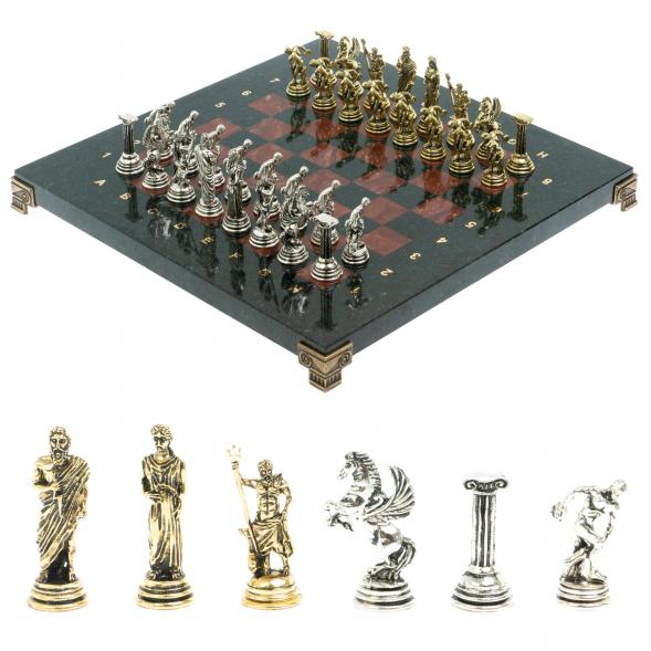 Шахматы &amp;quot;Олимпийские игры&amp;quot; доска 28х28 см лемезит змеевик 122692