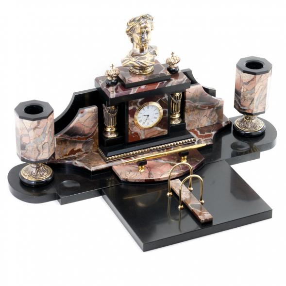 Настольный набор из яшмы и бронзы &amp;quot;Петр 1 Великий&amp;quot; 113246