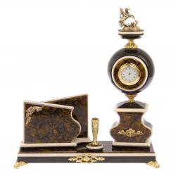 Письменный прибор &amp;quot;Георгий Победоносец&amp;quot; змеевик, лабрадорит