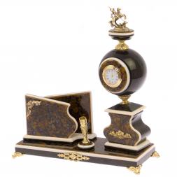 Письменный прибор &amp;quot;Георгий Победоносец&amp;quot; змеевик, лабрадорит